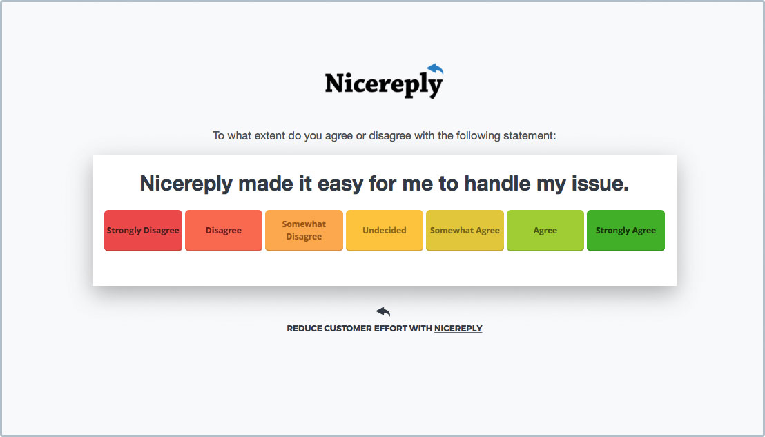 Customer Effort Score Questionnaire from Nicereply