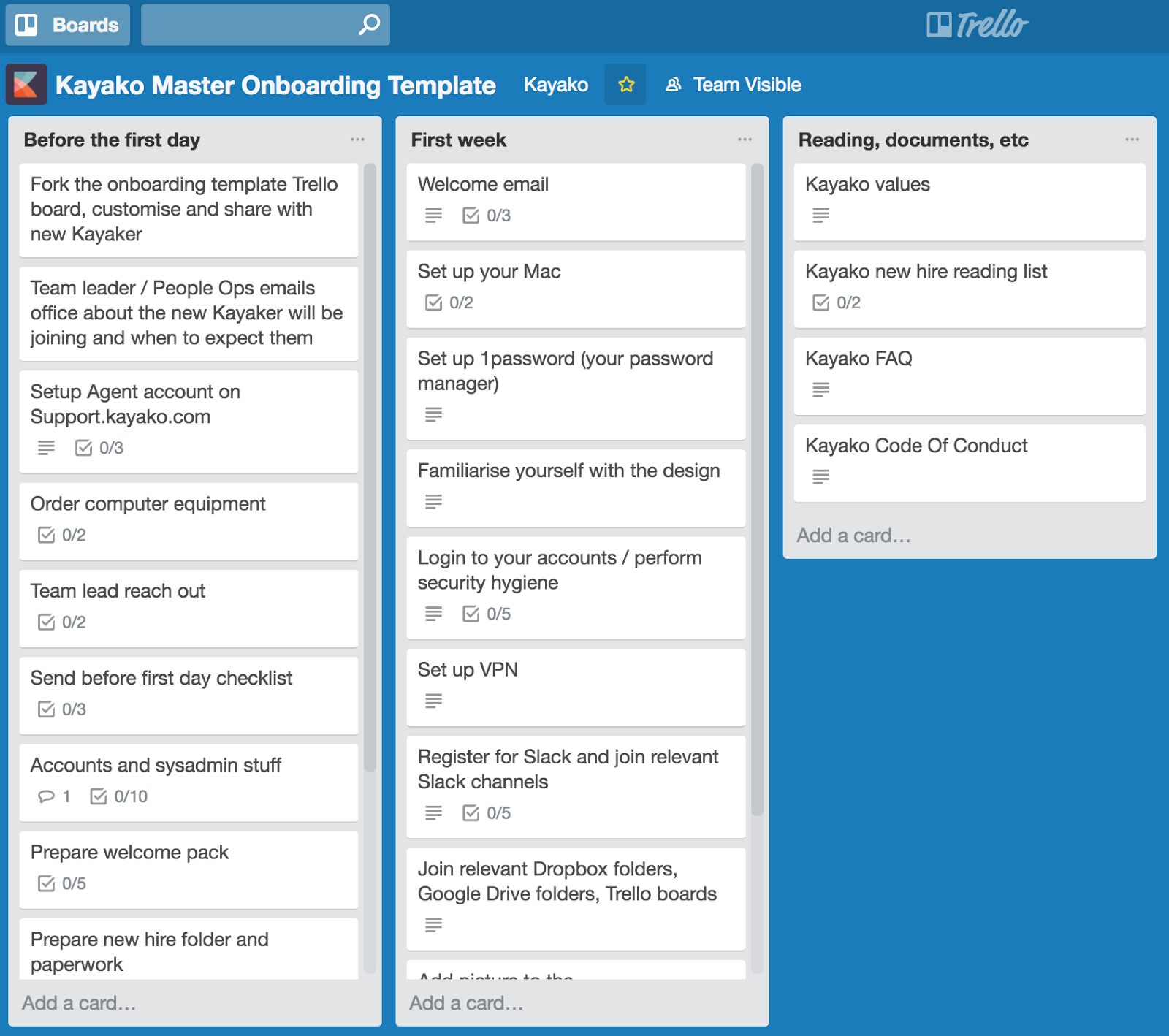 employee onboarding checklist with trello