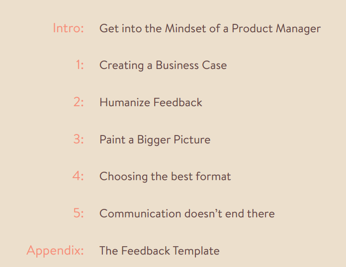 The Ultimate Guide to Product Feedback contents page