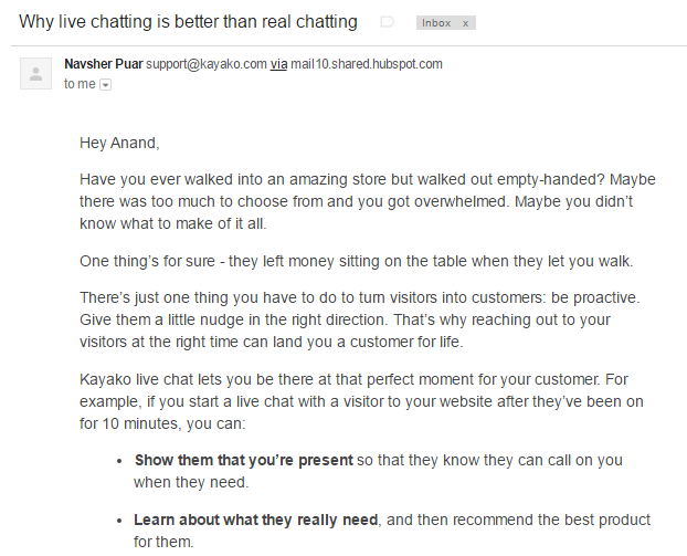email of customer onboarding process