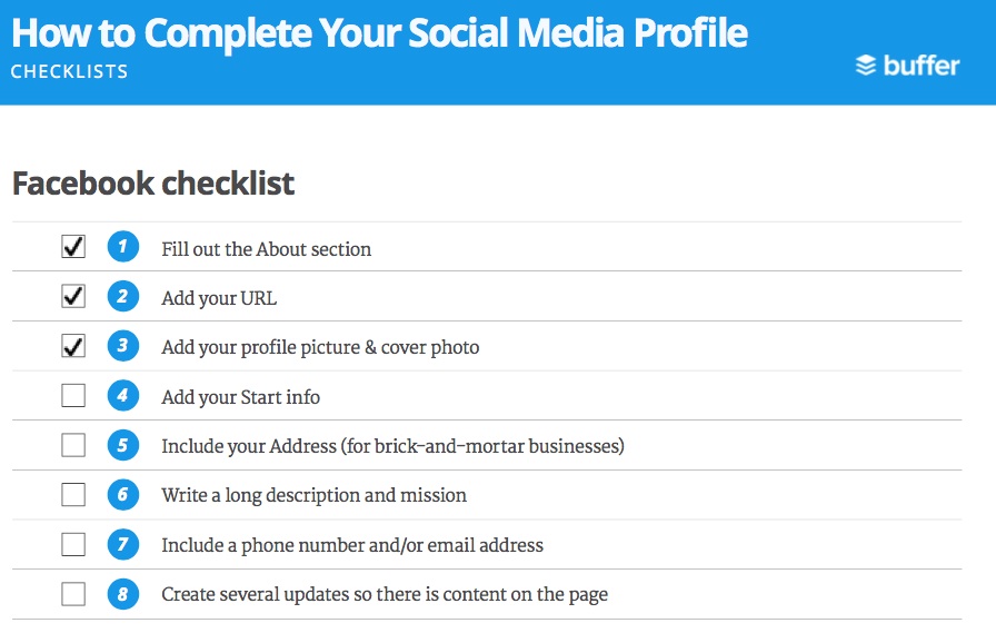 Buffer social media profile checklist