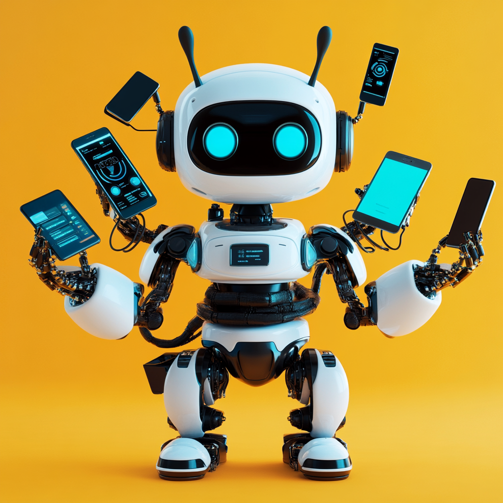 AI Customer Support Robot Managing Devices