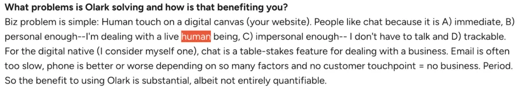 olark vs intercom first human support