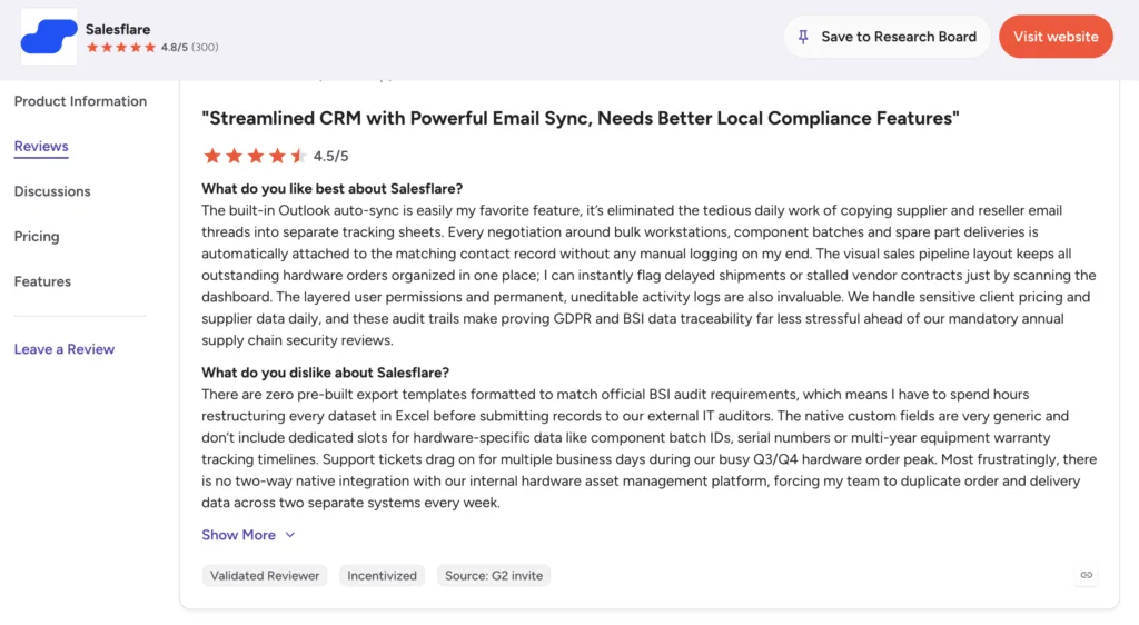 salesflare reviews