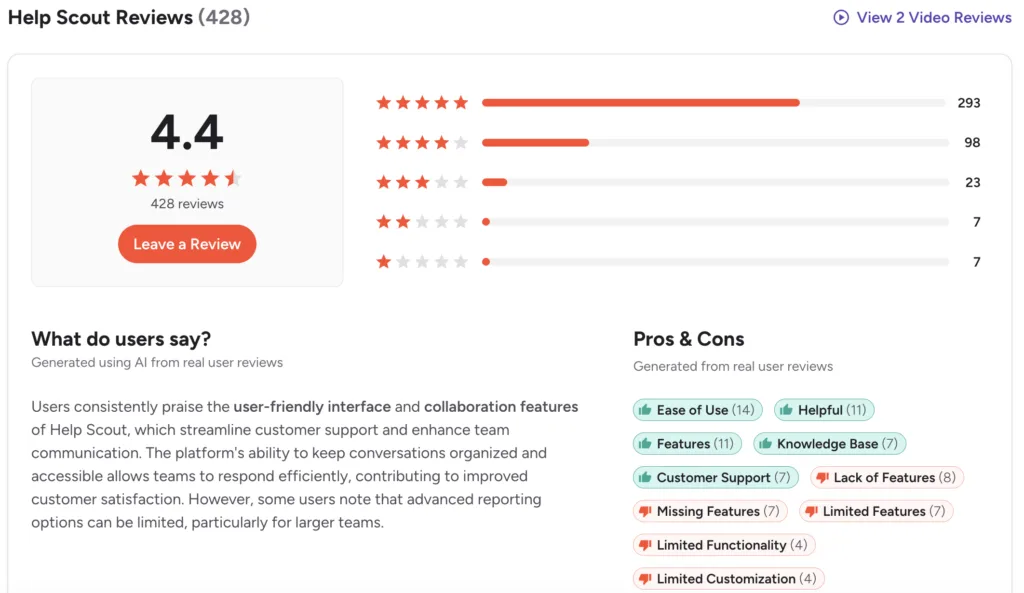 help scout user reviews on g2