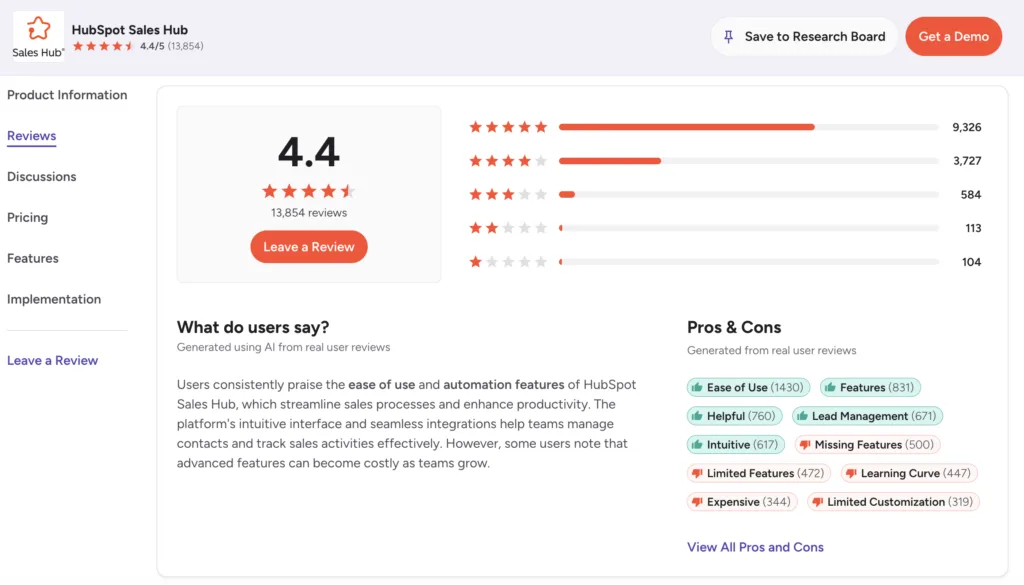 hubspot sales hub reviews
