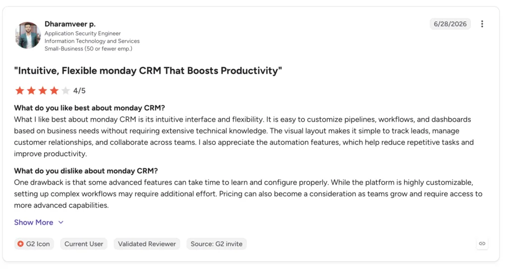 monday crm reviews
