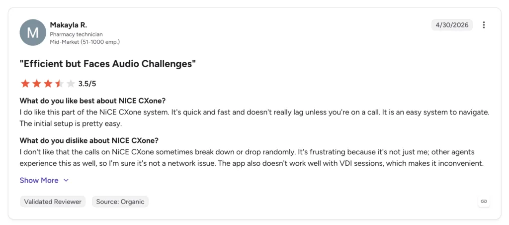 nice cxone  user reviews on g2