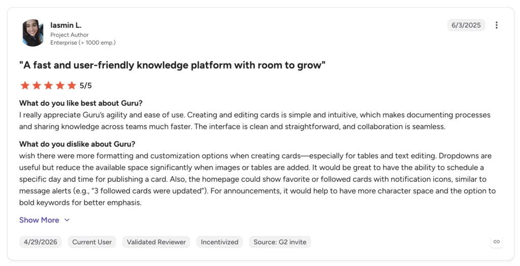 slite user reviews on g2