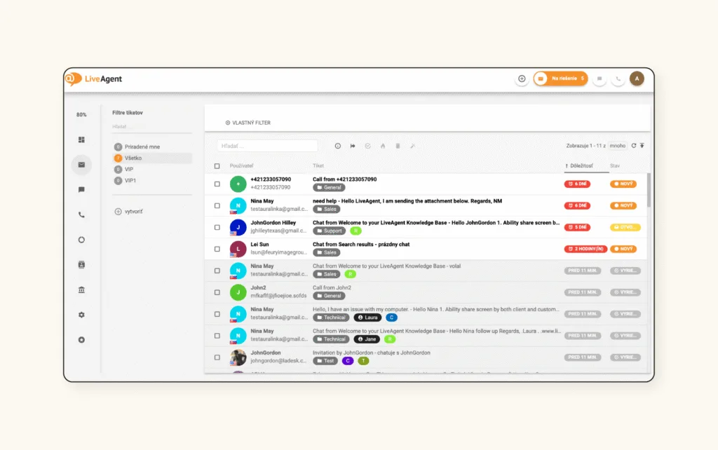 liveagent messages overview