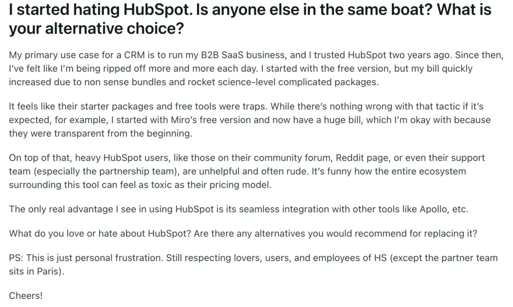 what people flag about hubspot