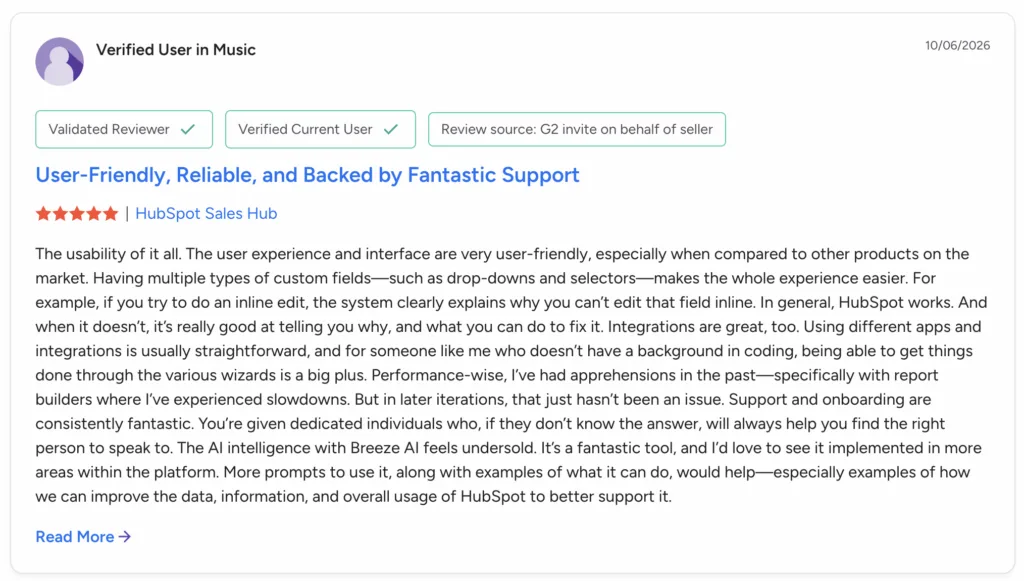 what people praise about hubspot
