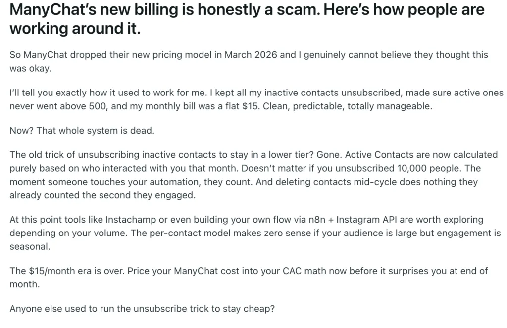 what people flag manychat pricing